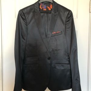 Paisley & Gray Black Satin Tuxedo / Suit
